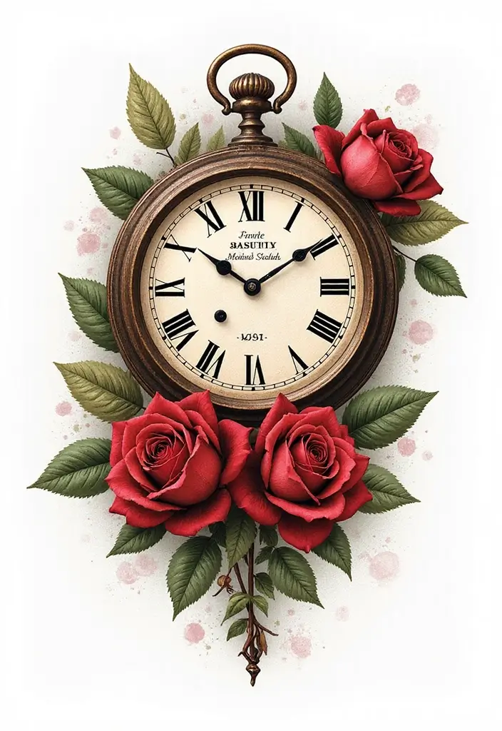 30 Clock and Rose Tattoos That Symbolize Time and Love - 14. Customizable Elements