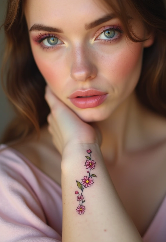 30 Daisy Chain Tattoo Inspirations for a Delicate Look - 14. Daisies with Hearts