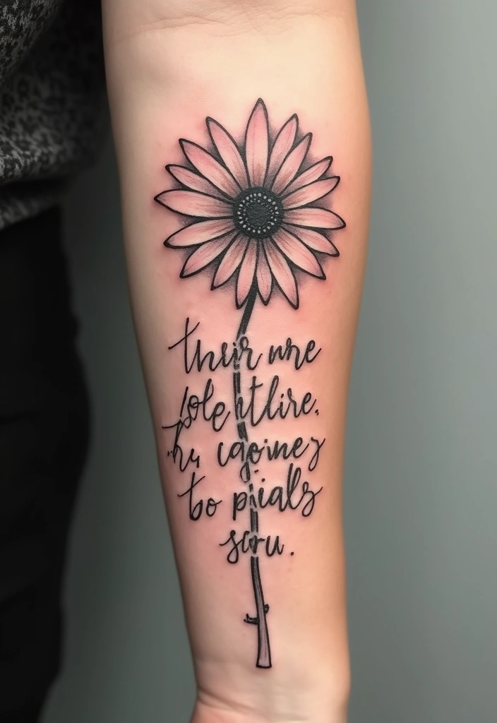 30 Daisy Tattoo Ideas for a Fresh and Delicate Design - 14. Daisy with Quote