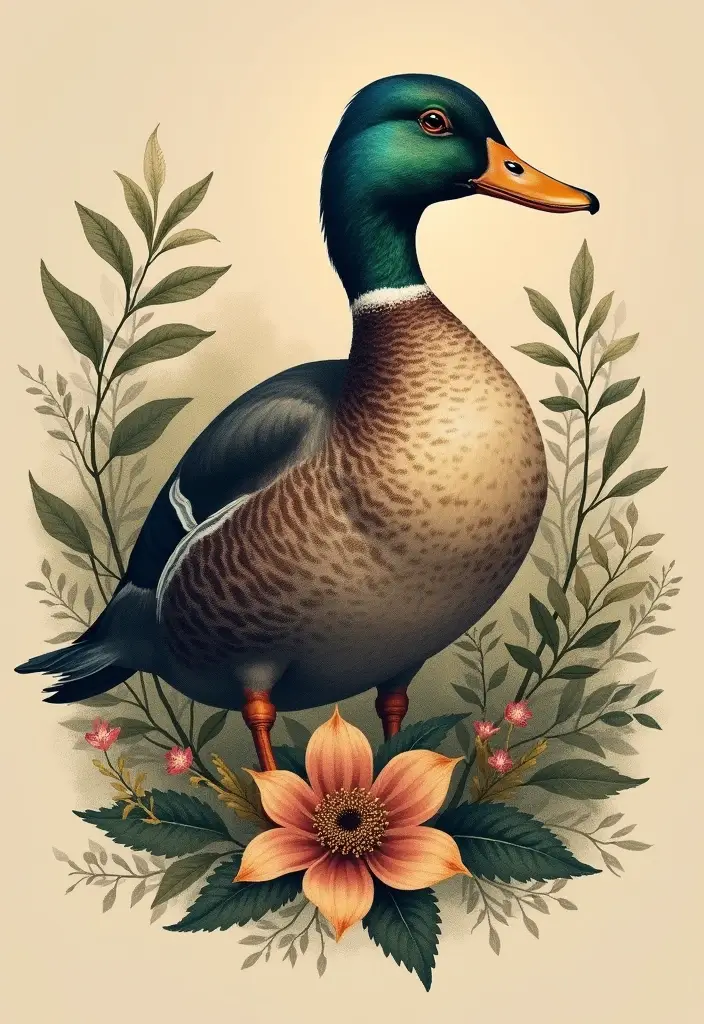 30 Duck Tattoo Meaning and Creative Designs - 14. Nature’s Harmony