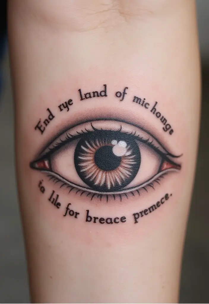 30 Evil Eye Tattoo Designs for Protection and Style - 14. Evil Eye with Words of Affirmation
