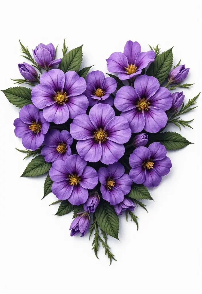 30 February Flower Tattoo Ideas with Birth Month Beauty - 14. Violets in a Heart