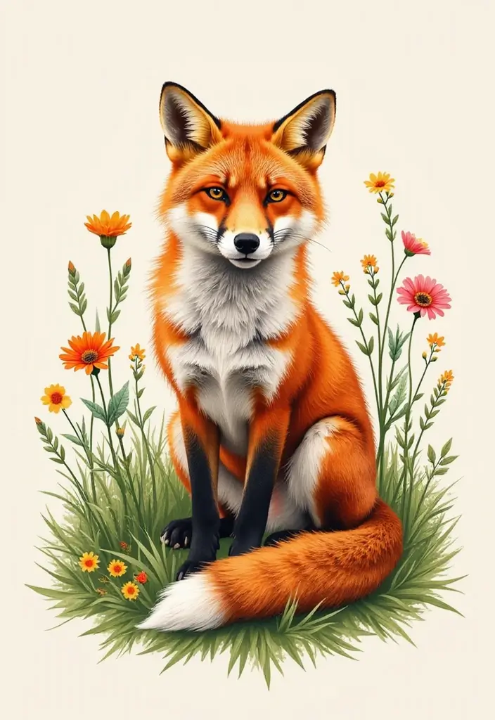 30 Fox Tattoos for Women That Highlight Feminine Energy - 14. Fox in the Meadow Tattoo
