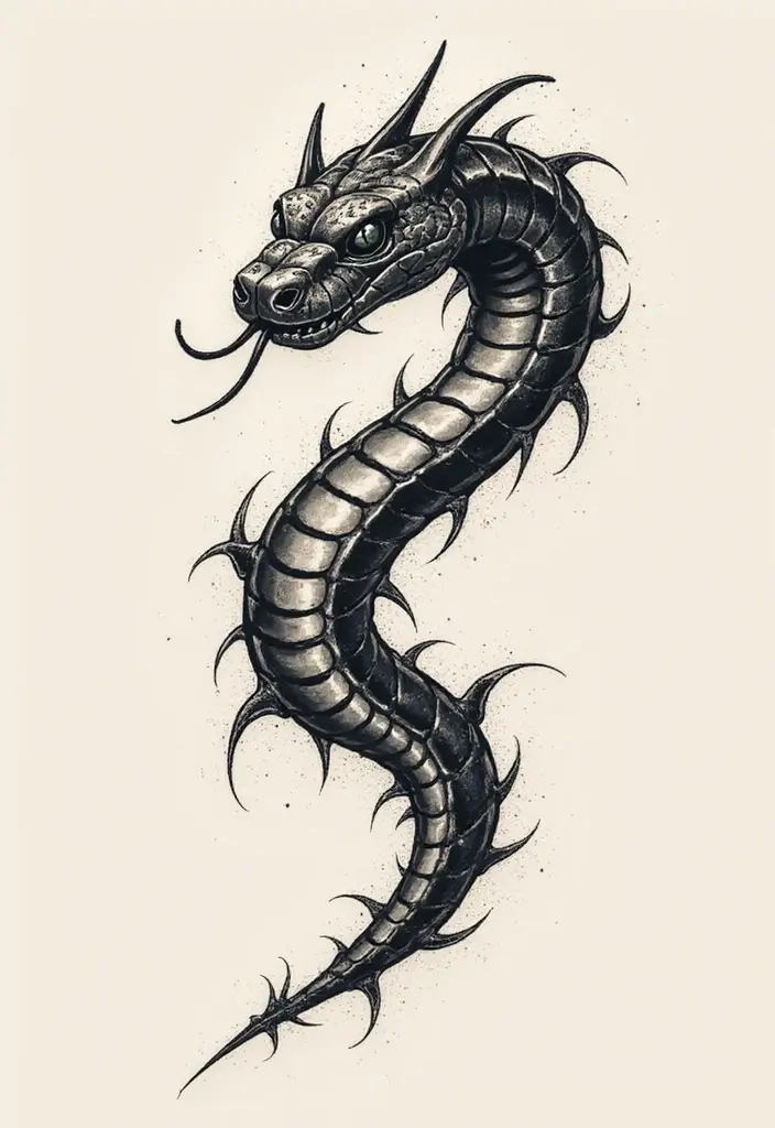 30 Geometric Snake Tattoo Ideas with Unique Patterns - 14. Angular Snake Design