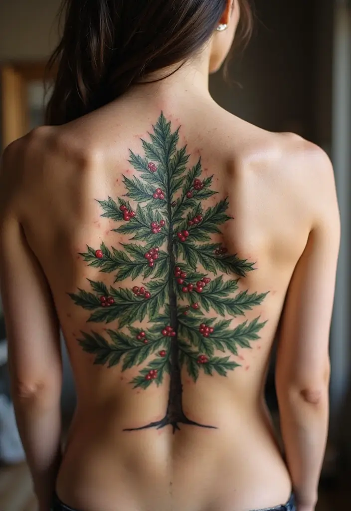 30 Holly Tattoo Meaning and Creative Design Ideas - 14. Holly Tree Tattoo