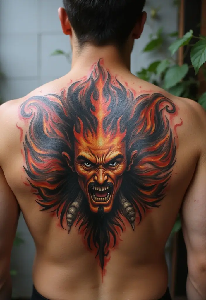 30 Irezumi Tattoo Designs Showcasing Traditional Japanese Art - 14. Fudo Myoo: Protector and Guardian