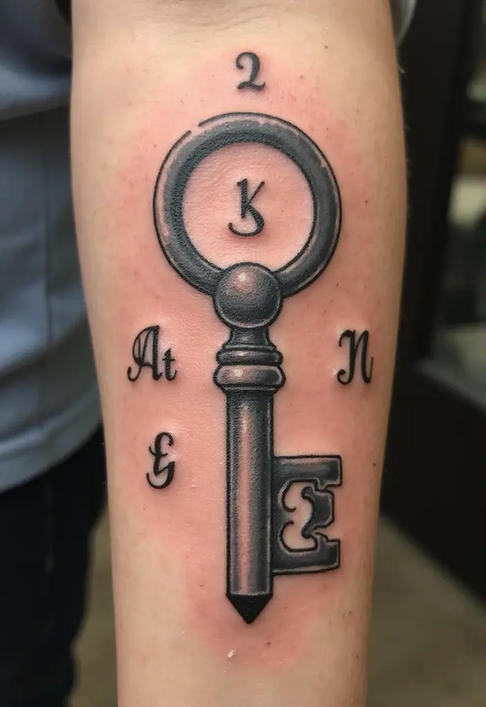 30 Key Lock Tattoo Ideas Symbolizing Love and Mystery - 14. Customized Key Lock Tattoo