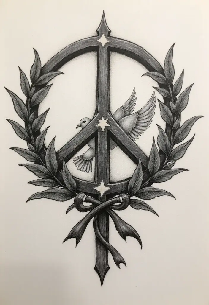 30 LDRSHIP Tattoo Ideas Inspired by Military Values - 14. The Peace Symbol