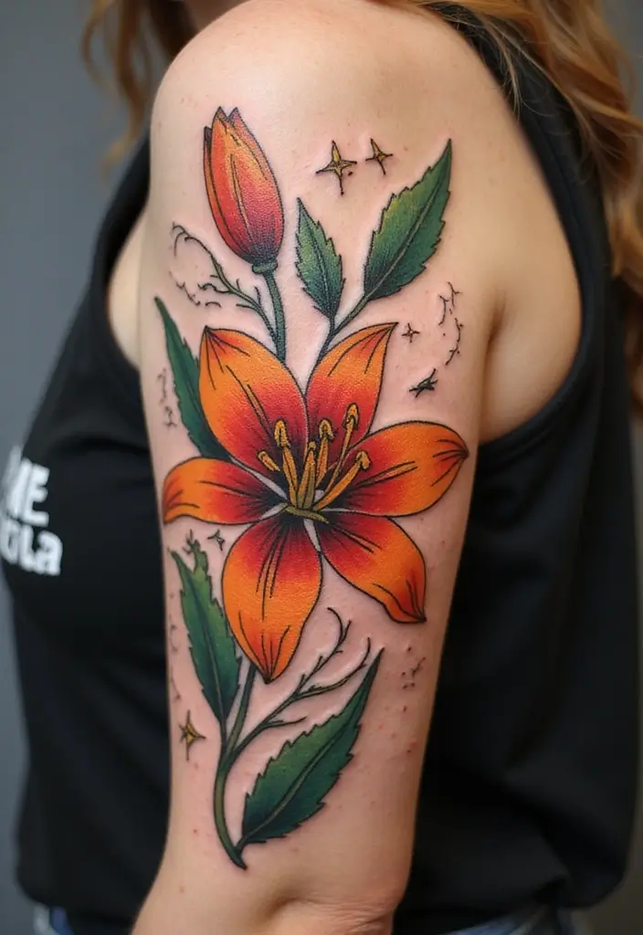 30 Lily Tattoos for Men That Balance Strength and Elegance - 14. New School Lily Tattoo