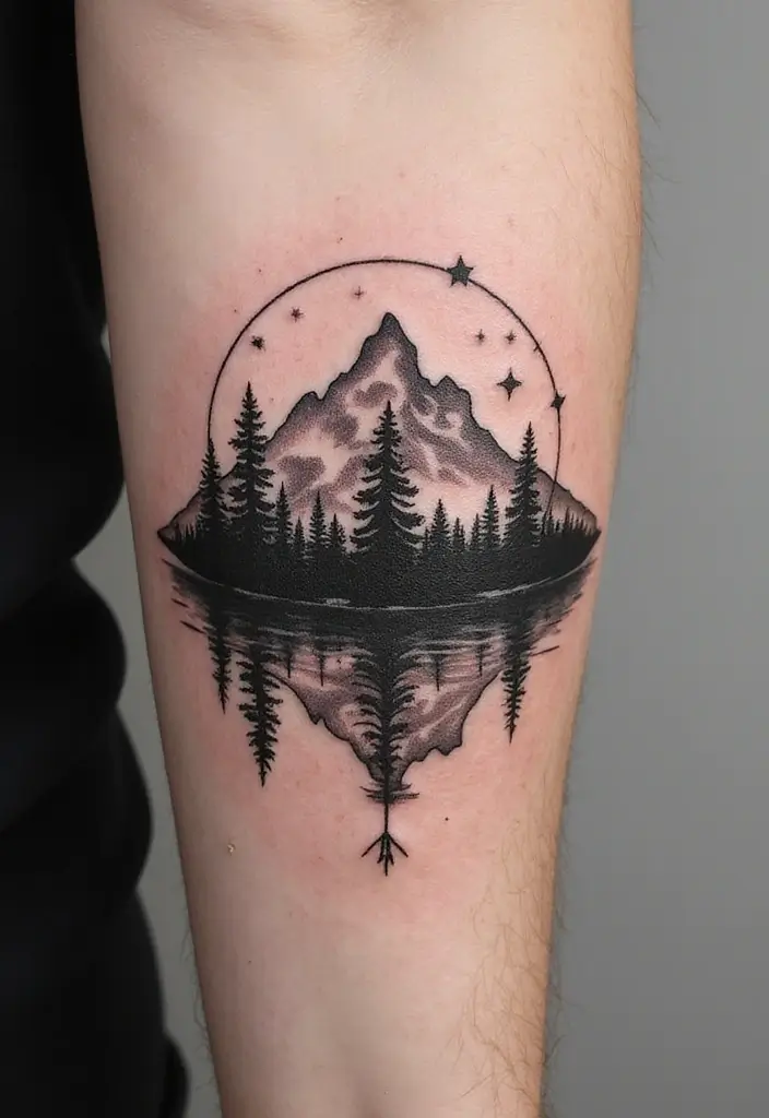 30 Mountain Tattoos for Men That Capture Adventure Spirit - 14. Nature-Inspired Symbolism