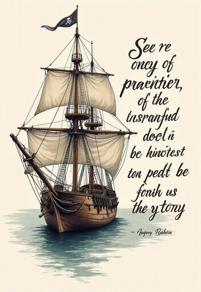 30 Pirate Ship Tattoo Designs for Ocean Lovers - 14. Pirate Ship with a Quote
