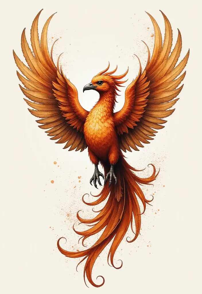 30 Rise of the Phoenix Tattoos That Symbolize Rebirth - 14. Phoenix with Feather Elements