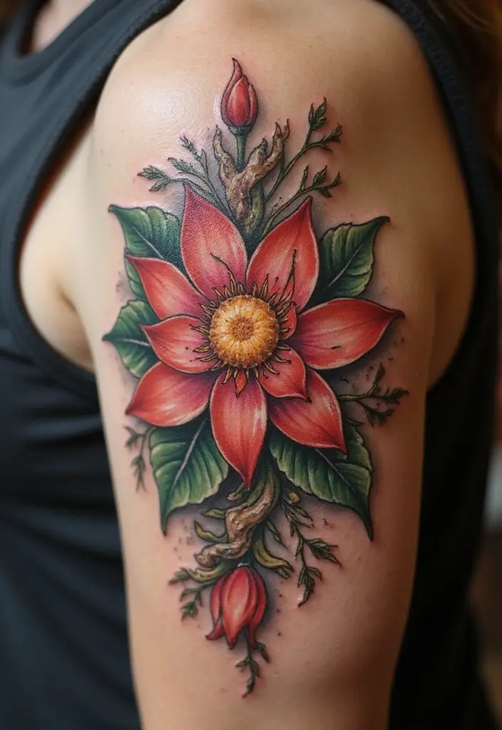 30 Strength Lotus Flower Tattoo Meaning and Designs - 14. Connection to Nature: Earthiness and Growth