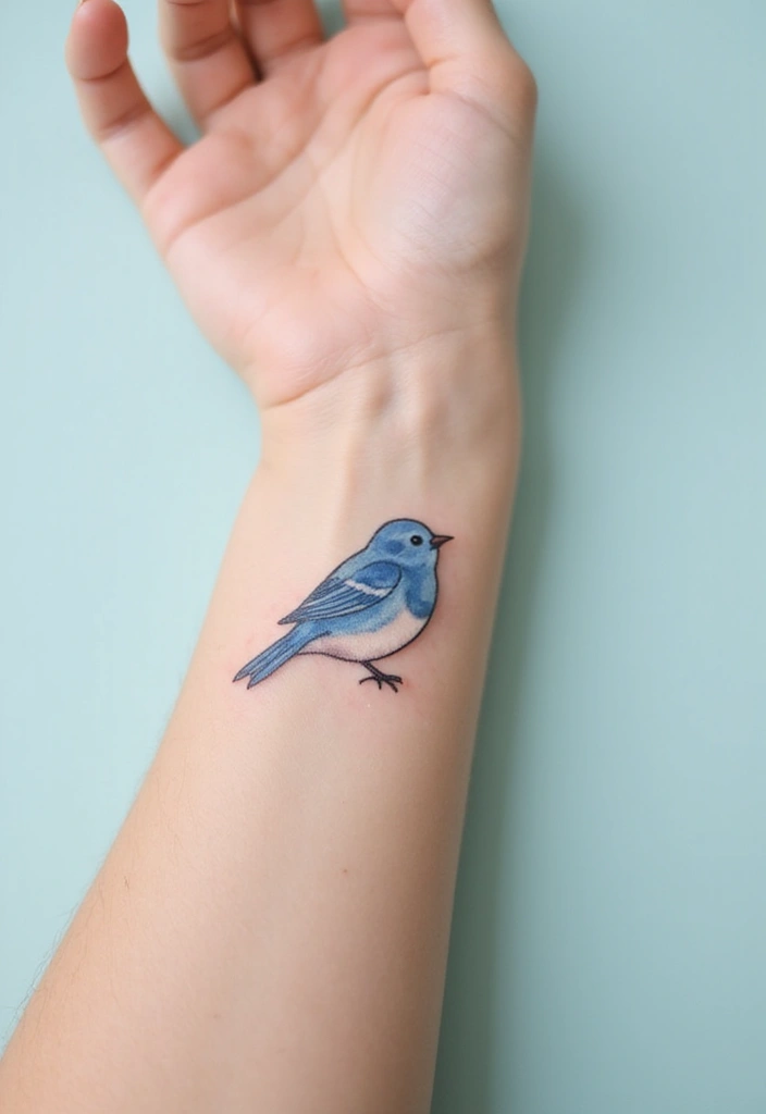 30 Symbolic Bird Tattoos with Powerful Messages - 14. The Charming Bluebird