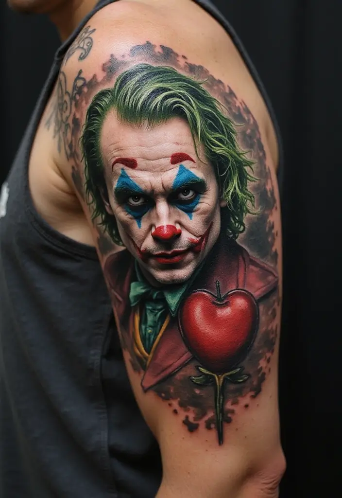 30 The Joker Tattoo Meaning and Unique Designs - 14. The Joker's Tattoo on Leather