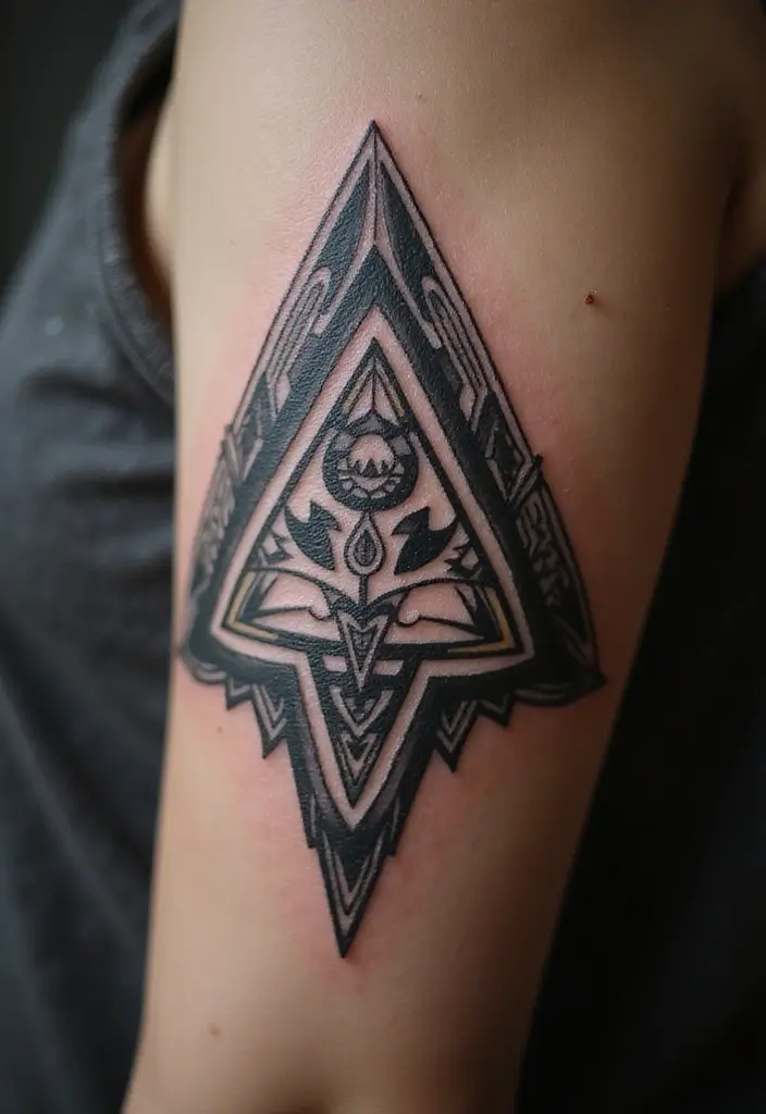 30 Triangle Tattoos for Guys That Carry Symbolic Meaning - 14. The Tribal Triangle