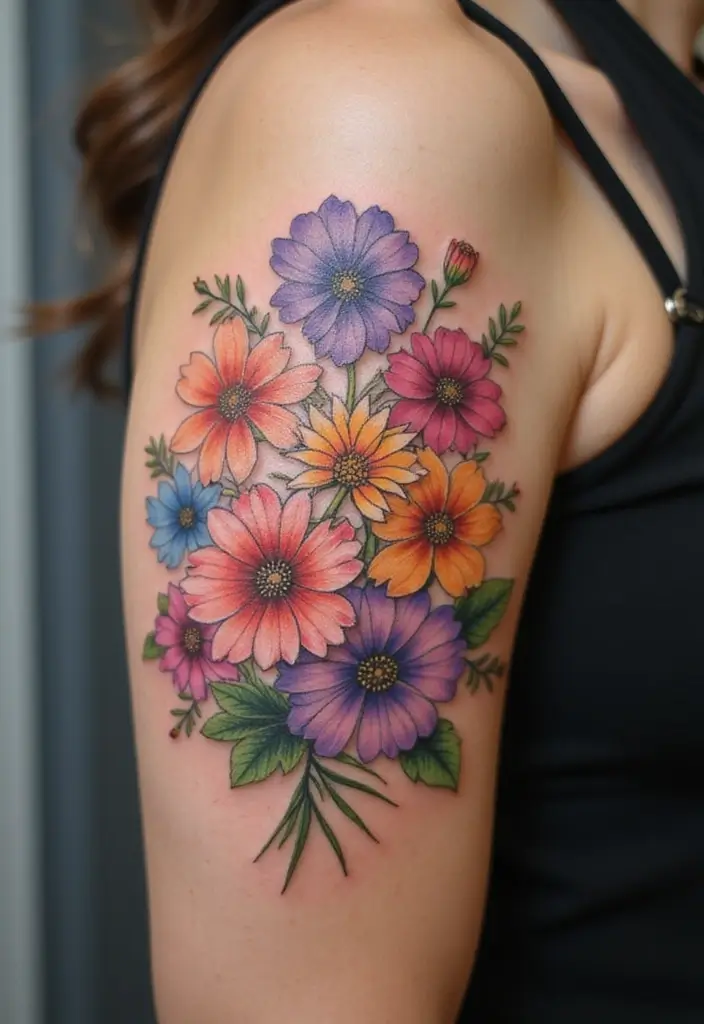 30 Unbreakable Bond Tattoo Inspirations Full of Emotion - 14. Birth Flower Tattoos