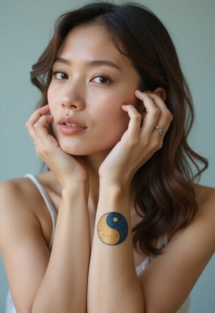 30 Yin Yang Wrist Tattoo Ideas for Balance and Harmony 14 30 Yin Yang Wrist Tattoo Ideas for Balance and Harmony - 14. Yin Yang with Sun and Moon