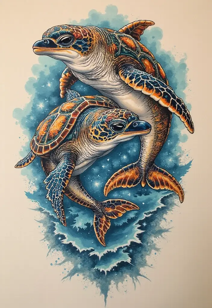 30 Beach Tattoos for Guys with Laid-Back and Cool Vibes - 15. Ocean Life Portraits