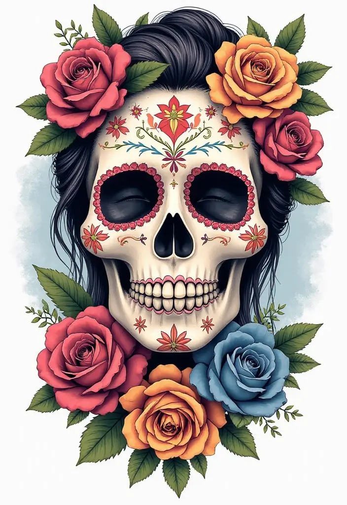 30 Candy Skull Tattoo Meaning and Creative Designs - 15. Candy Skull Tattoos for Women