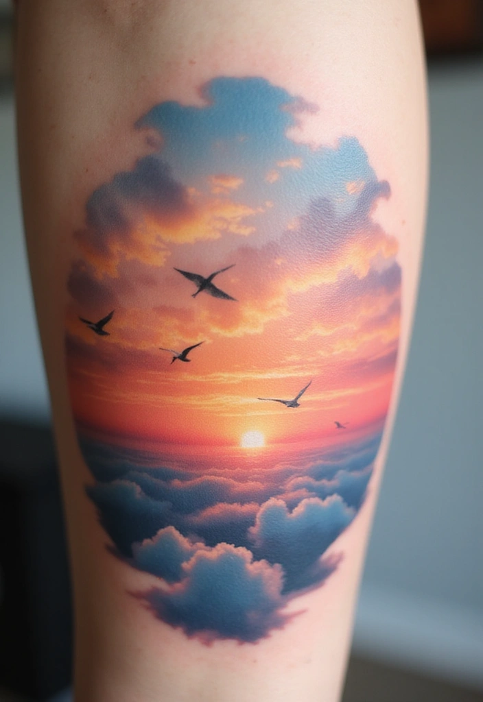 30 Dreamer Tattoo Meaning and Inspirational Designs - 15. Sky and Horizon Tattoos - Endless Possibilities
