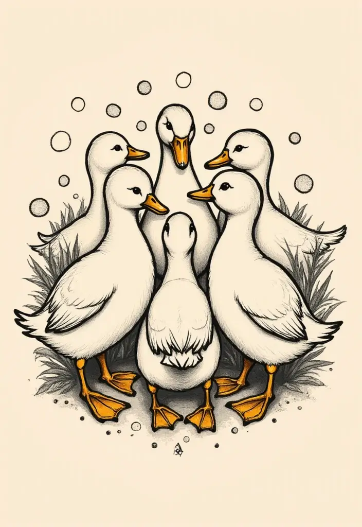 30 Duck Tattoo Meaning and Creative Designs - 15. The Spirit of Unity