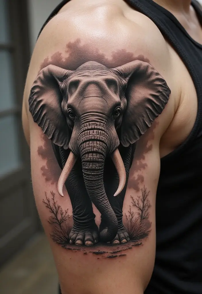 30 Elephant Tattoo Designs That Represent Strength and Wisdom - 15. 3D Elephant Tattoo