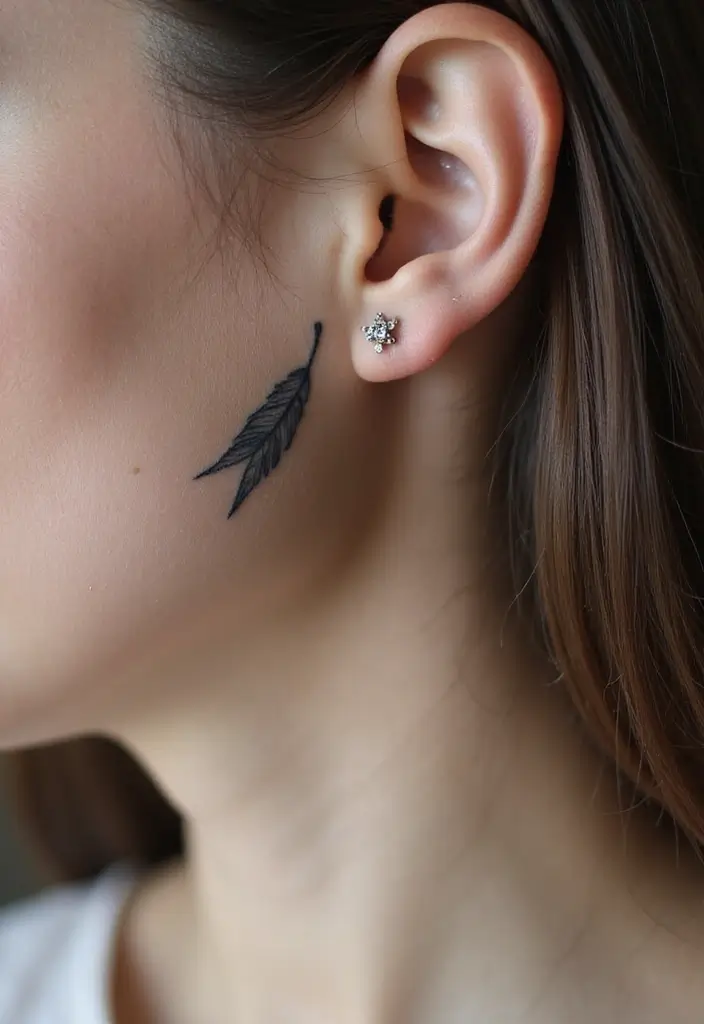 30 Feather Tattoo Behind Ear Meaning and Ideas - 15. Connection with the Air and Sky