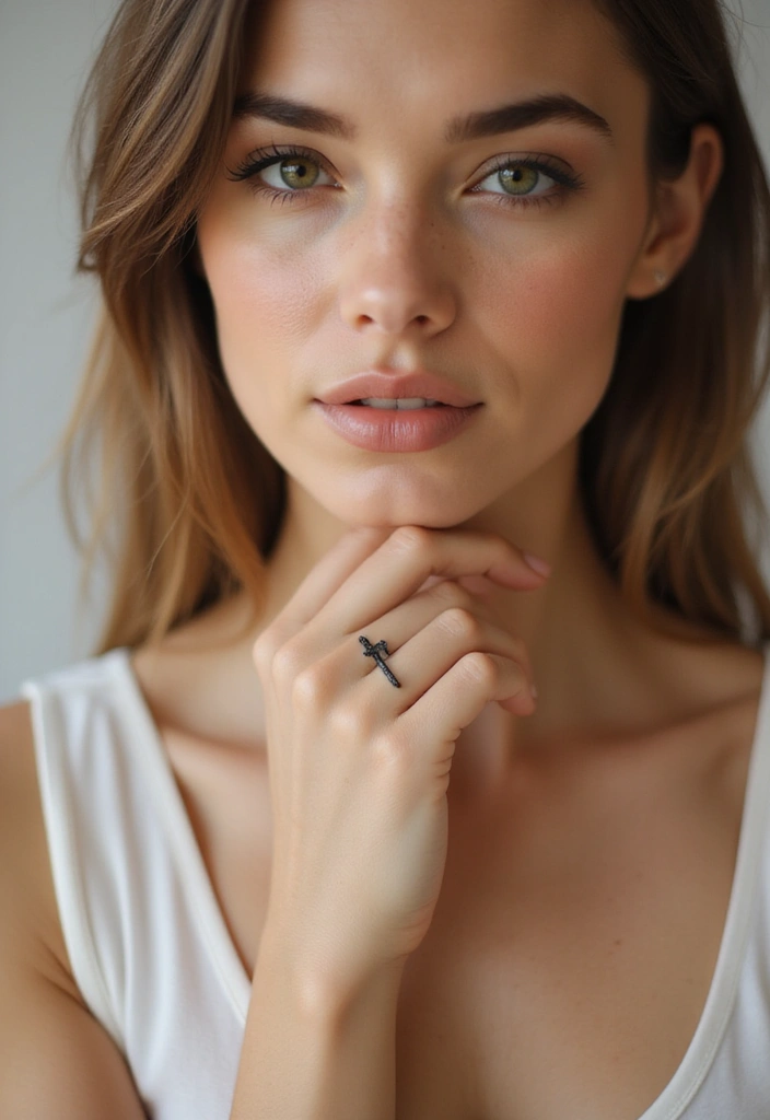 30 Finger Tattoo Ideas for Females That Look Stylish - 15. Simple Cross