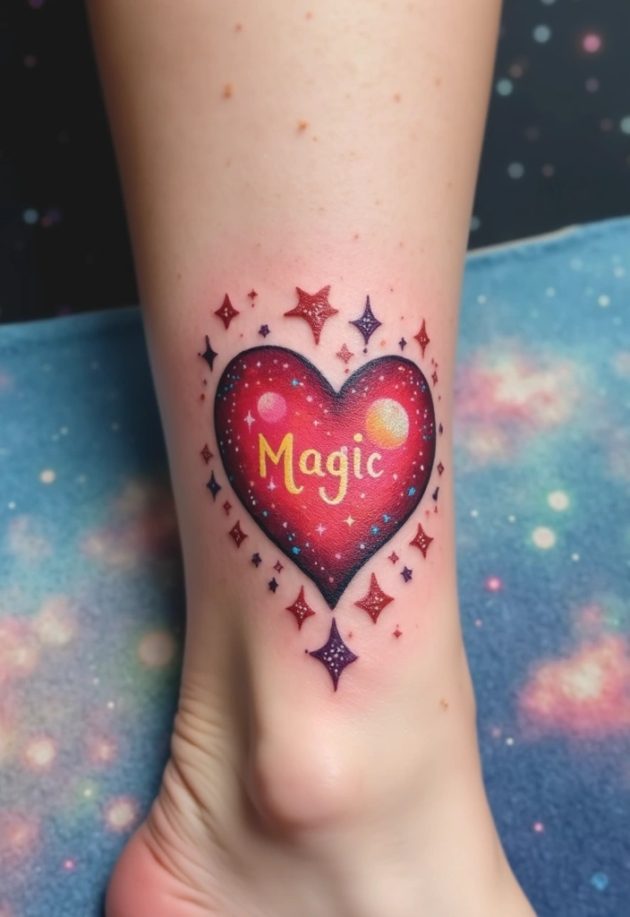 30 Heart Tattoos with Names to Celebrate Love and Bonds - 15. Heart with Stars and Name