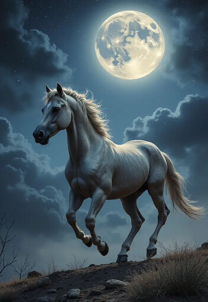 30 Horse and Horseshoe Tattoos for Luck and Freedom - 15. Horse and Moon
