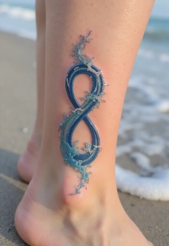 30 Infinity Friendship Tattoo Ideas for Everlasting Bonds - 15. Infinity with Waves