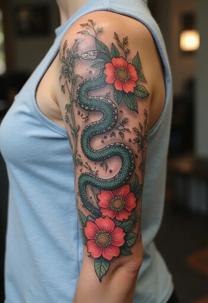 30 Japanese Sleeve Tattoo Designs for Bold Ink Lovers - 15. Serpent Symbolism