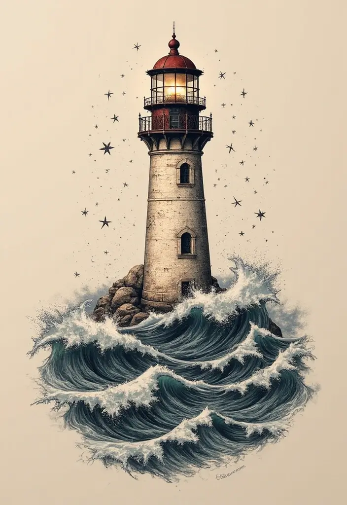 30 LDRSHIP Tattoo Ideas Inspired by Military Values - 15. The Lighthouse