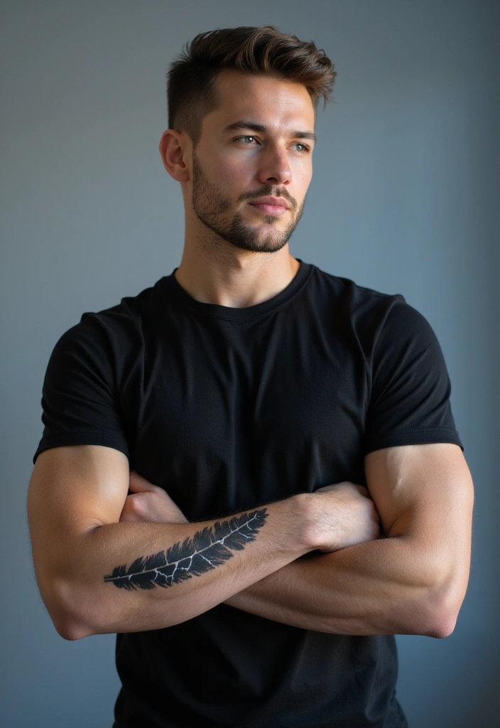 30 Lightning Tattoos for Men That Electrify Style - 15. Lightning and Feather Blend