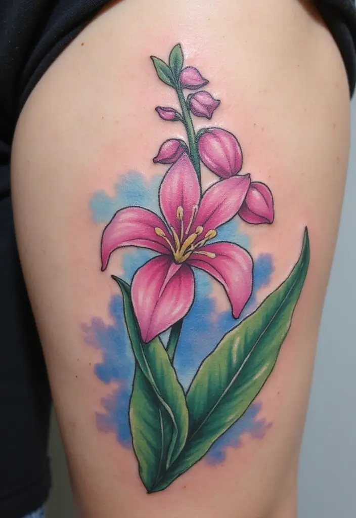 30 Lily of the Valley Tattoo Meaning and Design Ideas - 15. Colorful Alternatives