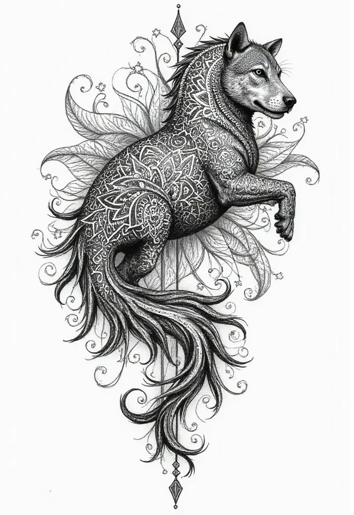 30 Mandala Tattoo Ideas with Spiritual and Geometric Beauty - 15. Mandala Animal Tattoo