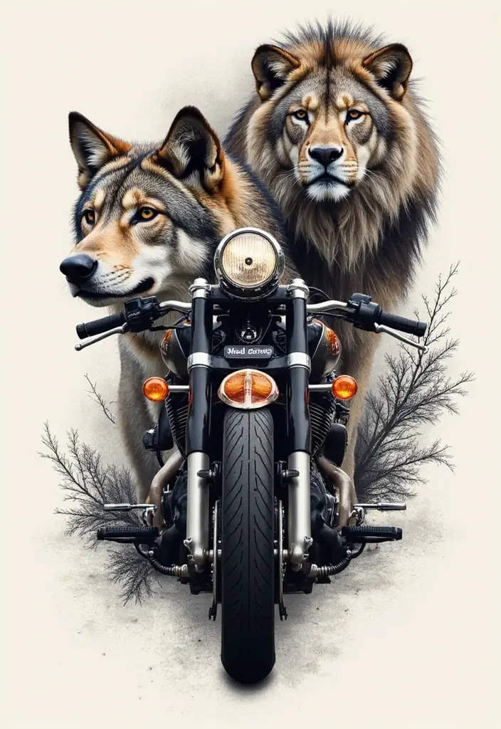 30 Motorcycle Tattoo Ideas for Riders and Enthusiasts - 15. Motorcycle and Animal Combinations