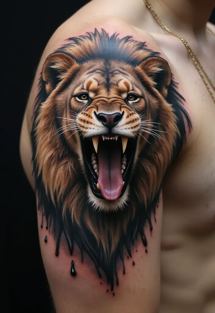 30 Roar Lion Tattoo Inspirations That Show Strength - 15. 3D Lion Tattoo: A Layered Experience
