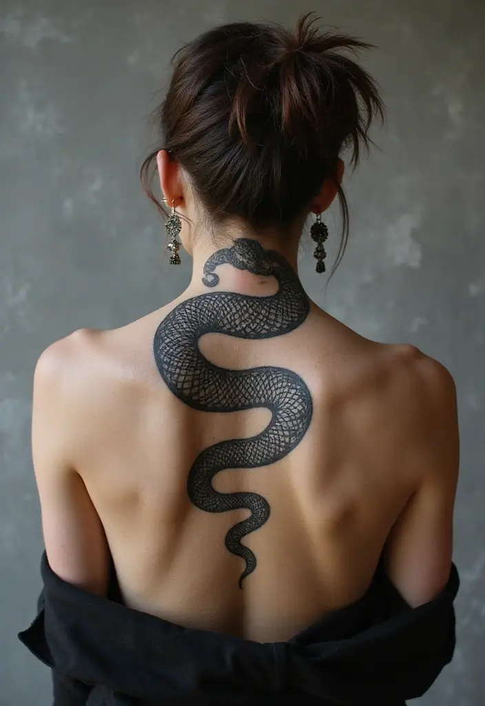 30 Spiritual Neck Tattoos with Deep Symbolism - 15. The Serpent