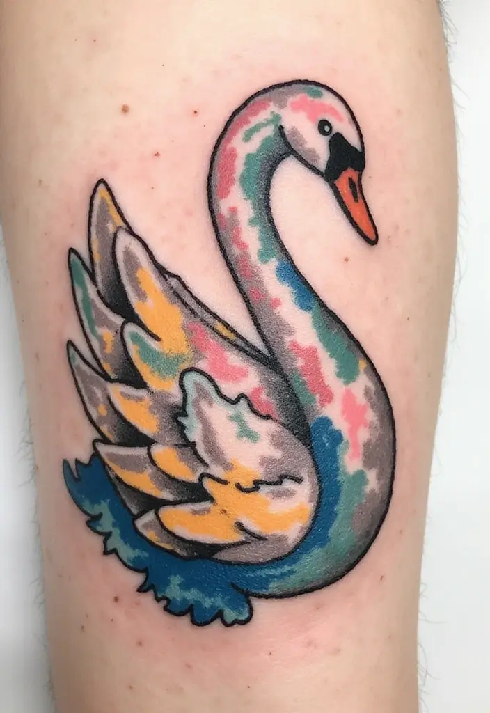 30 Graceful Swan Tattoo Ideas for a Timeless Look - 15. Abstract Swan Art