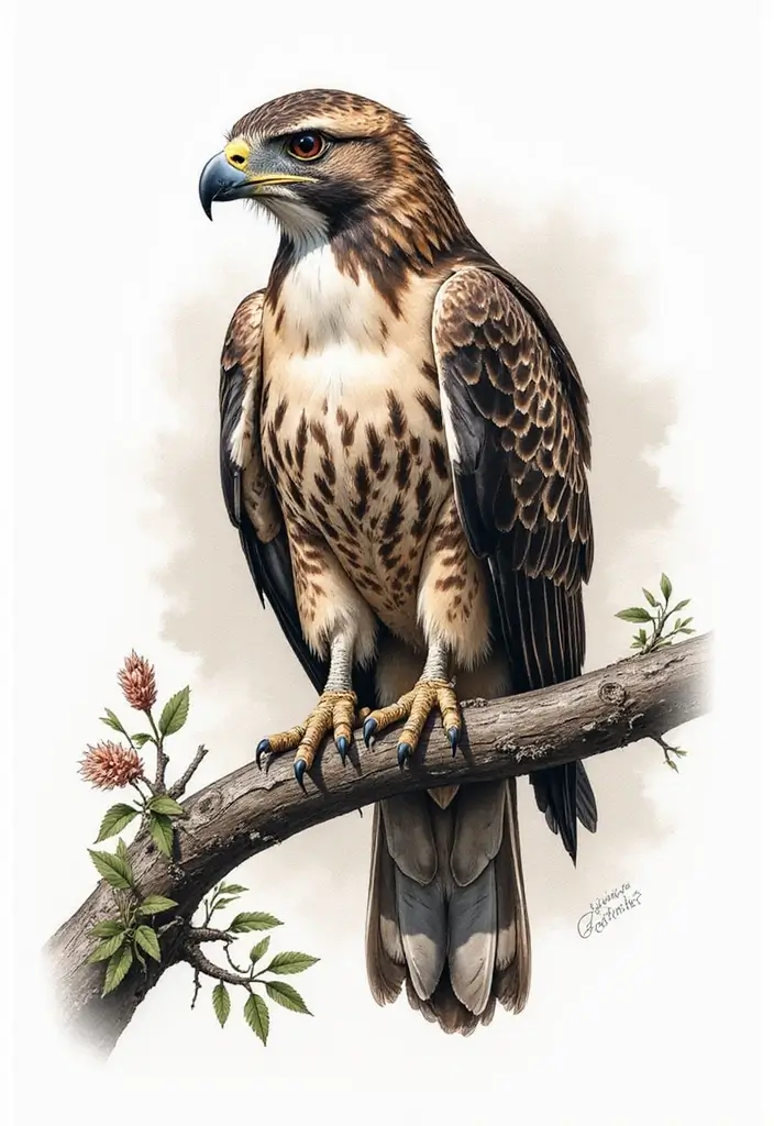 30 Hawk Tattoo Designs That Represent Vision and Strength - 15. Hawk Perched on Branch