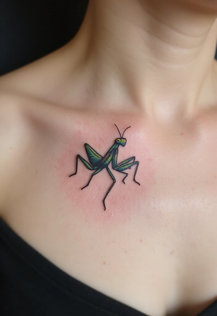 30 Traditional Praying Mantis Tattoo Ideas You’ll Love - 15. Minimalist Mantis