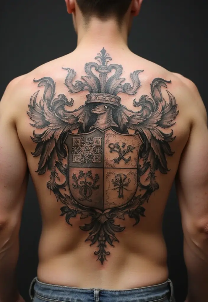 30 Unbreakable Bond Tattoo Inspirations Full of Emotion - 15. Custom Family Crest