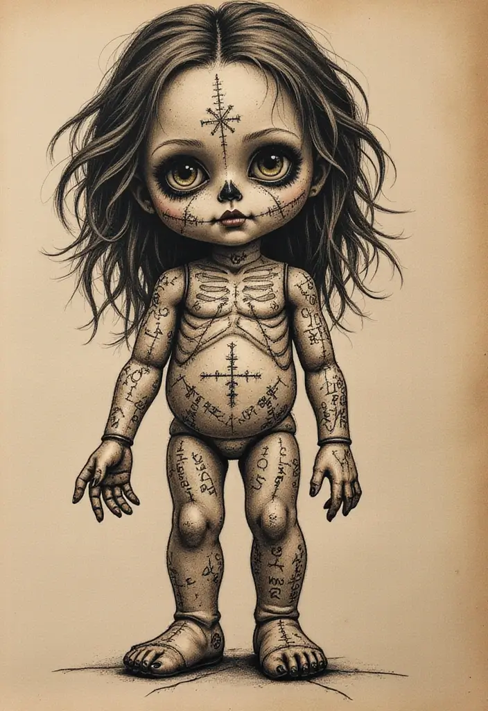 30 Voodoo Doll Tattoos with Dark and Mysterious Designs - 15. Voodoo Dolls with Quotes