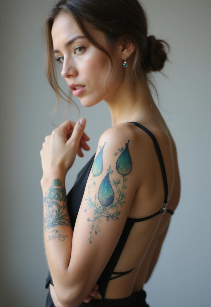 30 Water Tattoo Sleeve Ideas Full of Fluid Motion - 15. Elegant Teardrop Designs