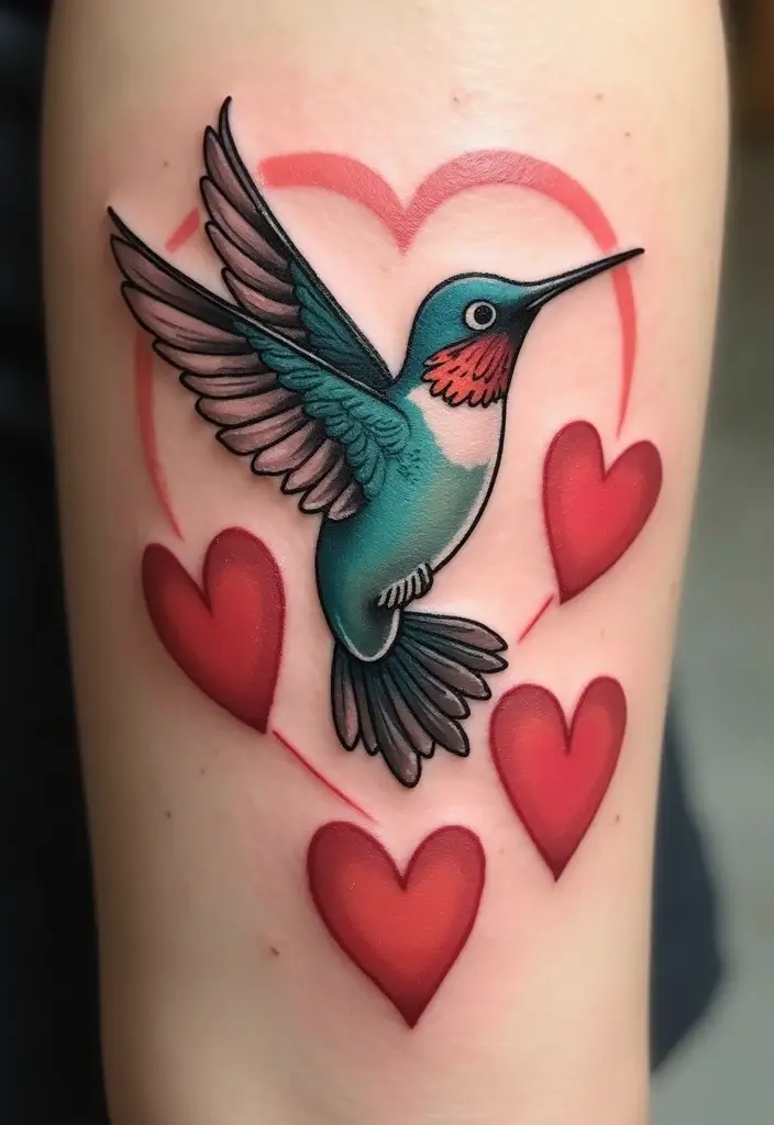 30 3D Hummingbird Tattoos That Feel Lifelike - 16. The Symbol of Love