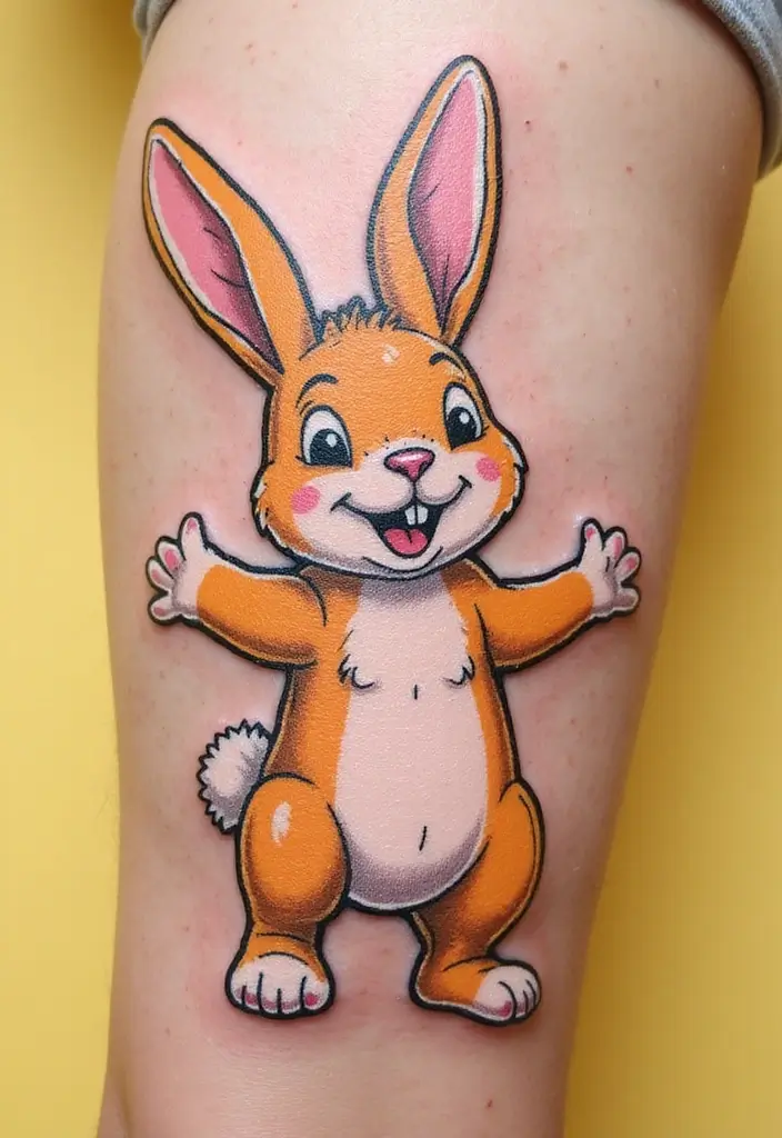 30 American Traditional Rabbit Tattoo Inspirations - 16. The Playful Rabbit