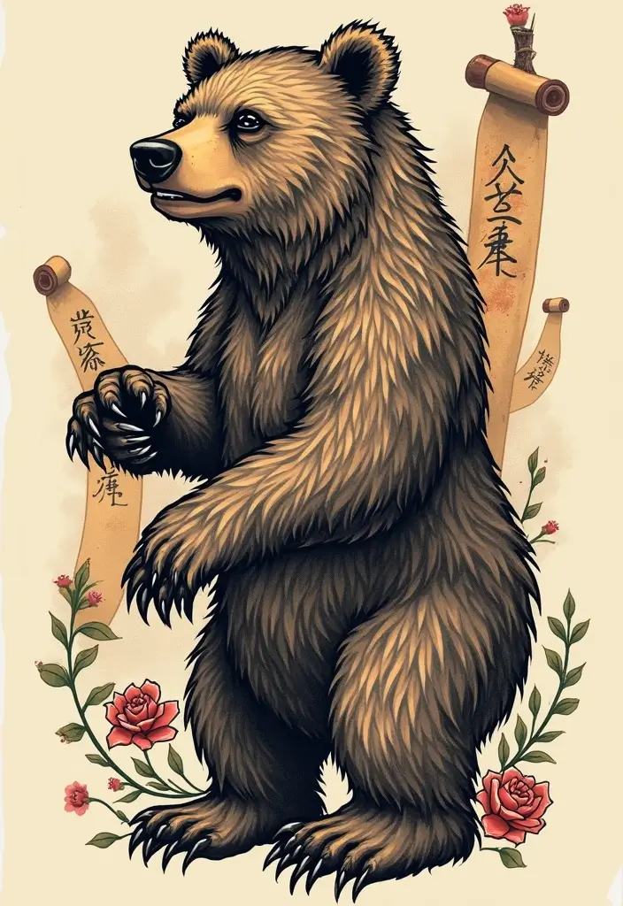 30 Bear Shoulder Tattoo Inspirations with Power and Strength - 16. Vintage Bear Tattoo