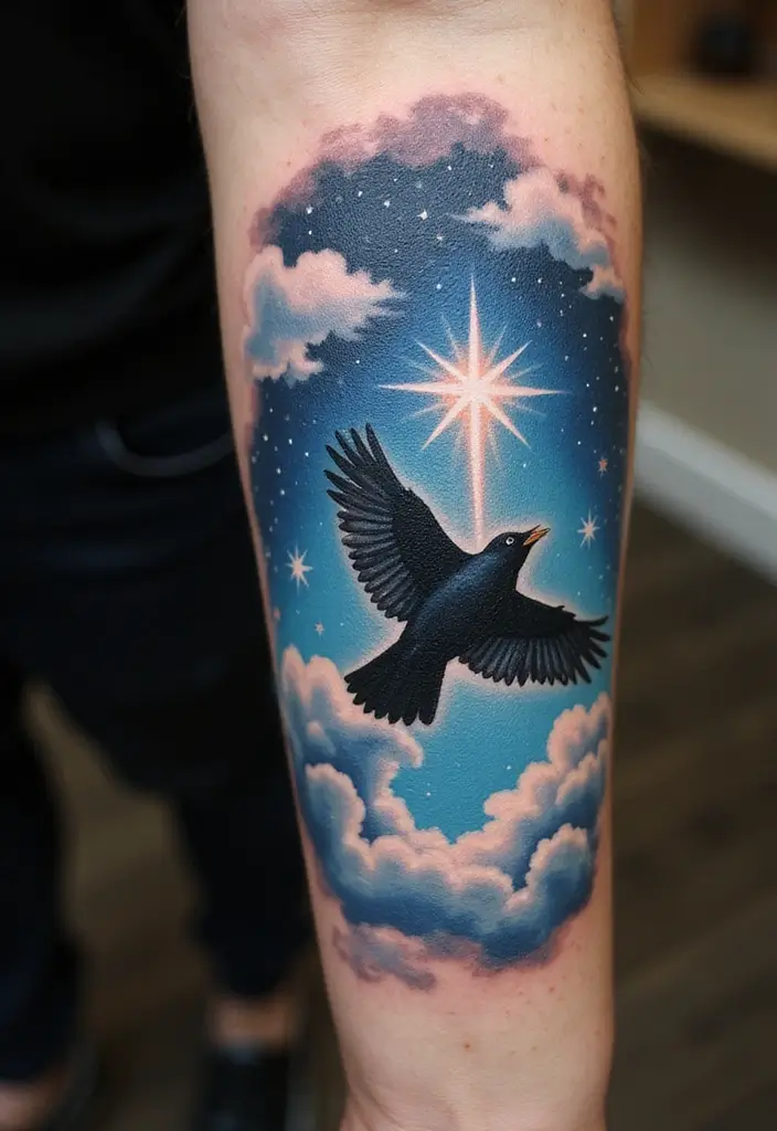 30 Blackbird Tattoo Meaning and Stunning Design Inspirations - 16. Dreams and Aspirations